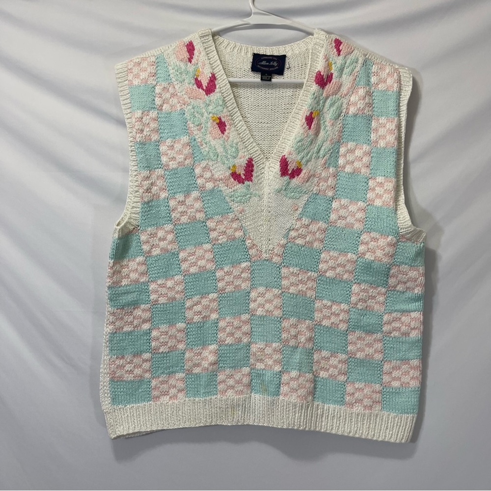 Women's Checkered Knit Sweater Vest